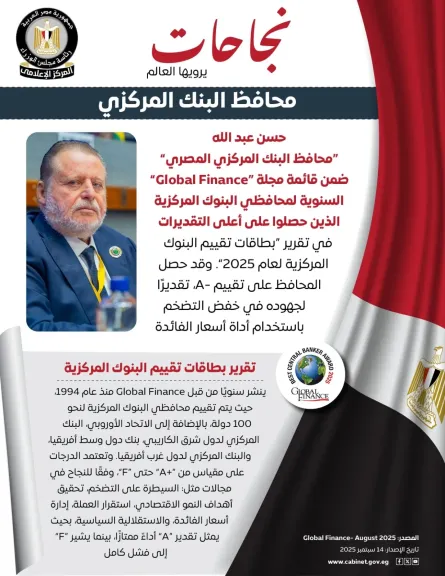 محافظ البنك المركزي يحصل على تقييم -A في تقرير بطاقات تقييم البنوك المركزية لعام 2025
