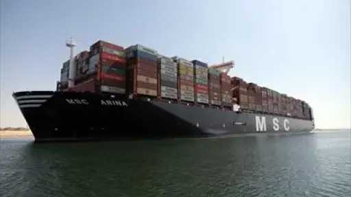 عبور سفينة الحاويات CMA CGM  BENJAMIN FRANKLIN أكبر سفينة حاويات تعبر قناة السويس منذ عامين