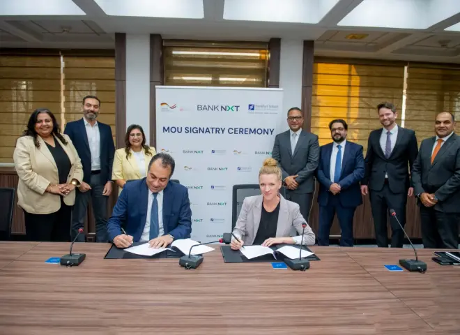 بنك نكست يوقّع مذكرة تفاهم مع كلية فرانكفورت للتمويل والإدارة وشركة شيمونيكس لدعم استراتيجيته للتحول المناخي ضمن برنامج التنمية الألماني GREET