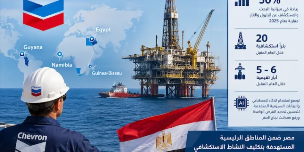 “شيفرون” الأمريكية تعلن تكثيف استثمارات وأعمال التنقيب عن الغاز فى مصر الفترة المقبلة